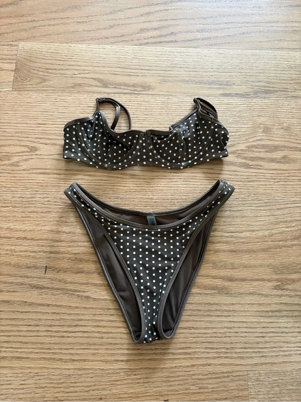 Frankie’s Bikinis Brown Polka Dot Bikini Set